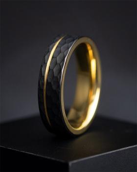 Preview: 6 mm facettierter Volltitanring mit goldenem Finish - Alter Gold